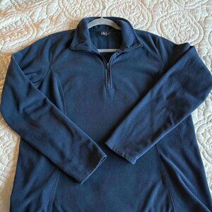 Women's Eddie Bauer XL Navy Fleece Quarter-zip Pullover EUC